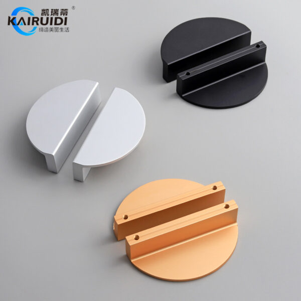 Tay nắm cửa tủ hình tròn màu vàng đẹp Bắc Âu sang trọng Tủ quần áo Tay nắm tủ hình bán nguyệt kiểu Trung Quốc mới Cặp Tay nắm ngăn kéo