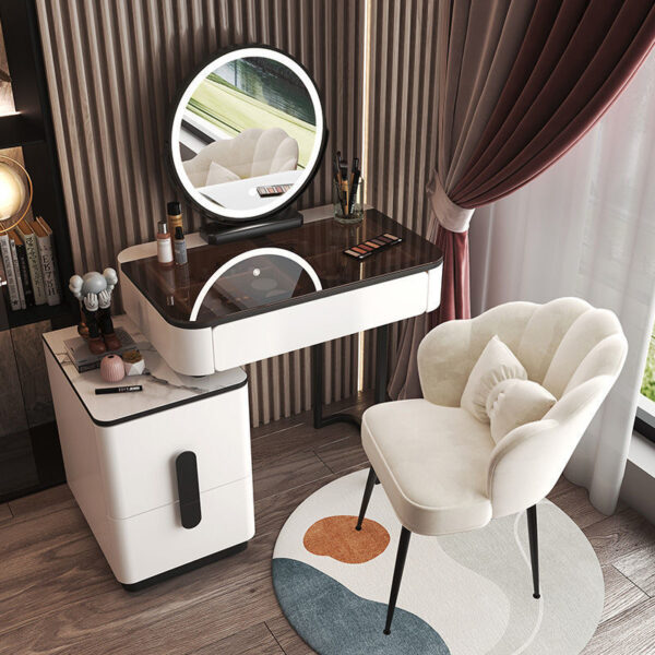 Bàn trang điểm bằng kính nhẹ sang trọng hiện đại đơn giản cao cấp bằng gỗ nguyên khối bàn trang điểm phòng ngủ căn hộ nhỏ lưu trữ tủ tích hợp
