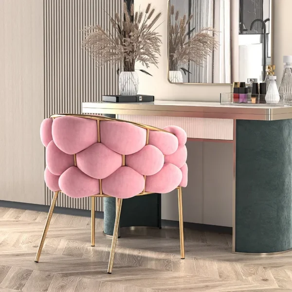 Hồng Ghế Ăn Phòng Ngủ Phòng Thay Đồ Thẩm Mỹ Viện Làm Móng Tay Cô Gái Bàn Trang Điểm Đơn Giản Tựa Lưng Ghế Bành Sắt