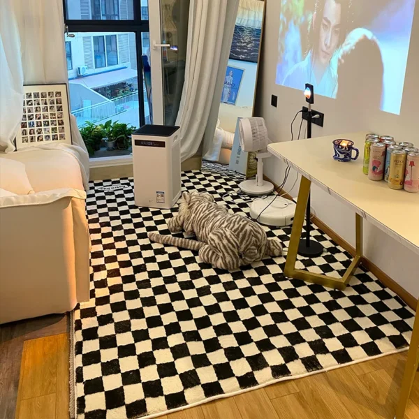 Retro Checkerboard Thảm Phòng Khách Diện Tích Lớn Thảm Cho Phòng Ngủ Trang Trí Nhà Lông Tơ Mềm Mại Sang Trọng Thảm Nghiên Cứu Lưới Phòng Chờ Thảm