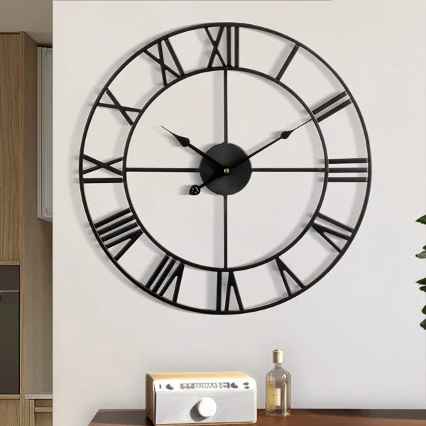 Đồng Hồ Treo Tường Kim Loại 40cm Chữ Số La Mã Phong Cách Châu Âu Cổ Điển Trang Trí Nhà Trang Trại
