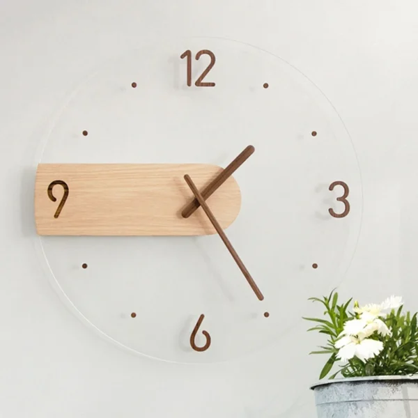 Đồng Hồ Treo Tường Gỗ 3D Thiết Kế Bắc Âu Hiện Đại Im Lặng Trang Trí Phòng Khách Nhà Bếp 16 Inch