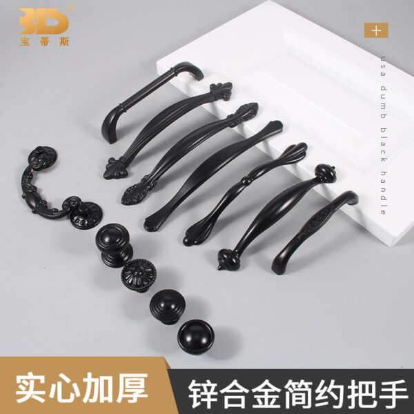 Châu Âu Đen Tủ Quần Áo Cửa Tay Cầm Hợp Kim Kẽm Chắc Chắn Tủ Ngăn Kéo Tay Nắm Cửa 1 Lỗ Tay Cầm Đồ Nội Thất Phần Cứng