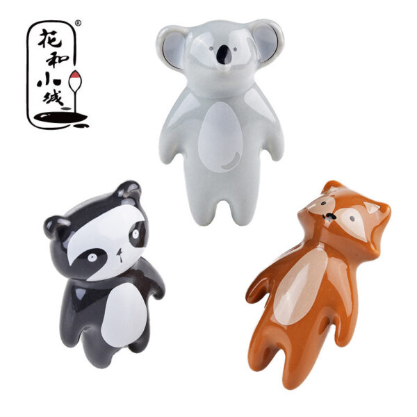 Hoa và thị trấn nhỏ gấu trúc cáo koala hoạt hình gốm tay cầm động vật Mỹ ngăn kéo tủ quần áo 1 lỗ tay cầm