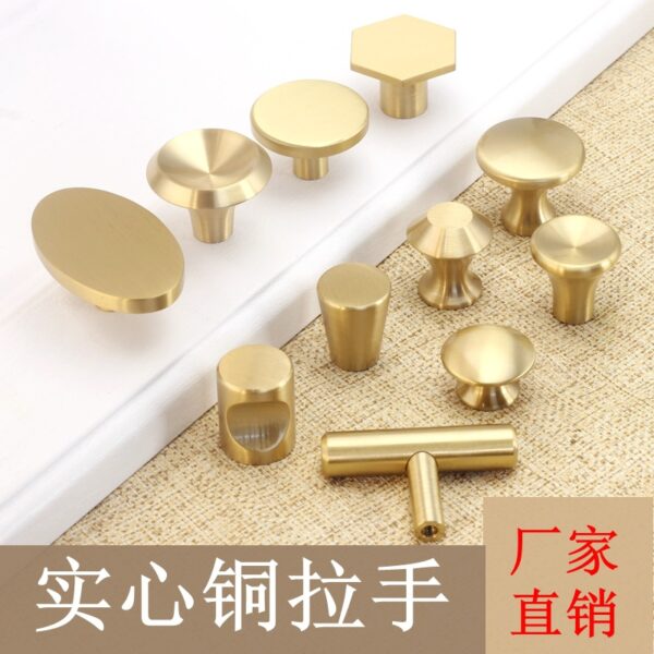 Bắc Âu Đơn Giản Mới Phong Cách Trung Hoa Nguyên Chất Tay Cầm Đồ Nội Thất Tủ Quần Áo Cửa Ngăn Kéo Tủ Tay Cầm 1 Lỗ Full Đồng Tay Cầm