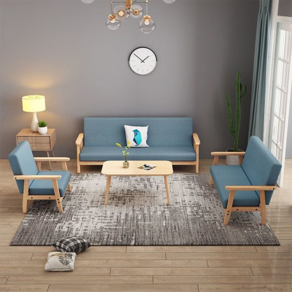 Sofa gỗ gỗ nguyên khối về sofa vải căn hộ nhỏ kết hợp ghế phòng khách sofa giải trí cho thuê nhà ở tiết kiệm