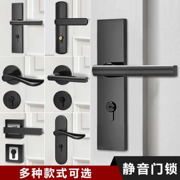 Đen Cửa Phòng Ngủ Trong Nhà Cửa Tay Cầm Khóa Nhà Phòng Cửa Phòng Tắm Khóa Đa Năng Chia Hút Từ Tính
