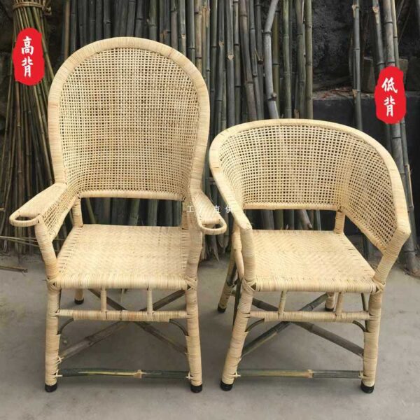Nhà máy bán hàng trực tiếp ghế mây tre đan, ghế mây chính hãng thủ công cổ điển tự nhiên dành cho người già, ghế tựa lưng, sofa văn phòng đơn tại nhà