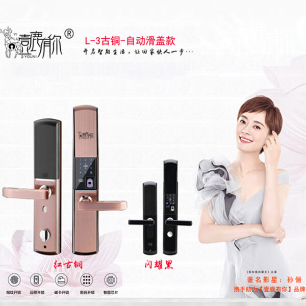 Yuluyouyou Khóa Thông Minh Nhà Cửa Chống Trộm Mật Khẩu Khóa Cửa Điện Tử Màu Đồng Đỏ Nắp Trượt Tự Động