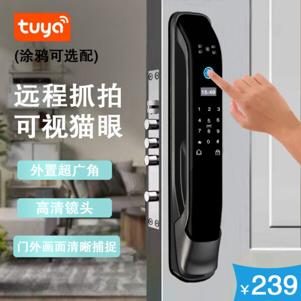 Tuya khóa vân tay tuyaAPP thông minh hoàn toàn tự động Zigbee khóa điện tử tại nhà mắt mèo nhìn thấy được mật khẩu khóa