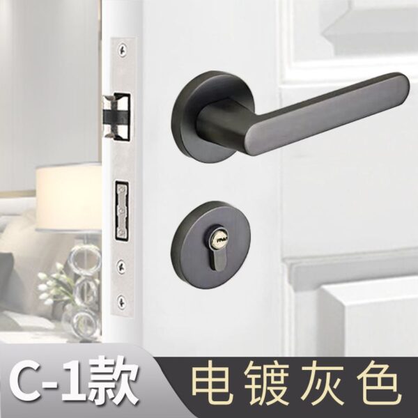 Bộ trong nhà khóa cửa phòng ngủ im lặng từ tính phòng thép chắc chắn khóa cửa gỗ chia tay cầm vàng hộ gia đình loại phổ thông
