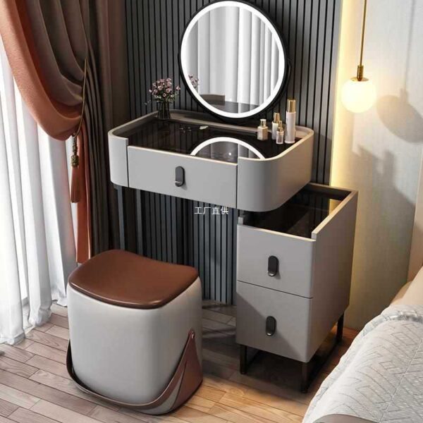 Ánh Sáng Sang Trọng Đơn Giản Hiện Đại Bàn Trang Điểm Mini Phòng Ngủ Phòng Ngủ Master 2023 Căn Hộ Nhỏ Mới Bàn Trang Điểm Tủ Bảo Quản Tích Hợp