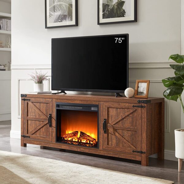 Nội thất xuyên biên giới với lò sưởi Tủ TV Tủ cửa chuồng có tủ ẩn bên tủ lưu trữ Tủ lưu trữ phong cách mục vụ