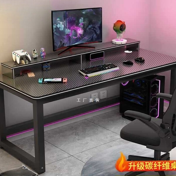 Bàn máy tính Bàn làm việc tại nhà đơn giản Bàn phòng ngủ Bàn học Bàn chơi game đôi đơn giản bằng sợi carbon