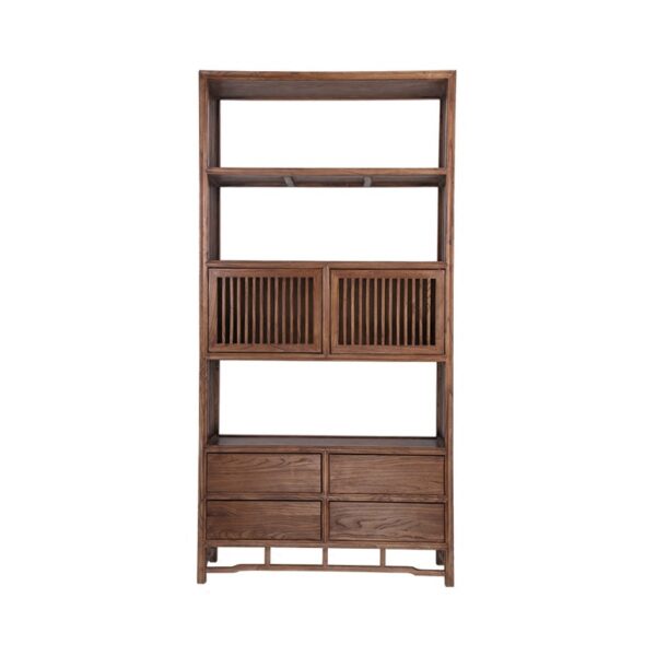 Mới Phong Cách Trung Hoa Bogu Giá Gỗ Chắc Chắn Gỗ Óc Chó Đen Tủ Trưng Bày Trà Cây Du Cũ Phòng Trà Trà Kệ Tủ Sách