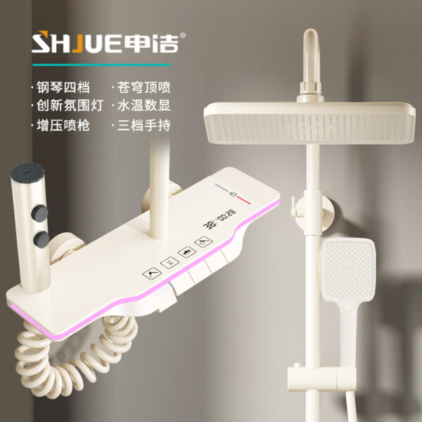 Cao cấp màu trắng sữa ánh sáng xung quanh nóng lạnh màn hình hiển thị kỹ thuật số Bộ sen tắm nhà phòng tắm vệ sinh thông minh tăng cường bộ sen tắm