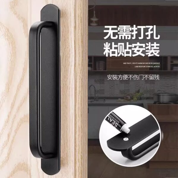 Nhà punch-free tay nắm cửa hợp kim nhôm tay cầm cửa gỗ cửa sổ ban công kính cửa trượt cửa trượt tự dính tay cầm