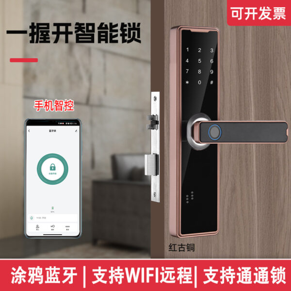 Nhà máy bán hàng trực tiếp cửa phòng văn phòng cửa gỗ khóa vân tay mở một chạm Khóa mật khẩu cửa trong nhà Căn hộ Tuya Tongtong