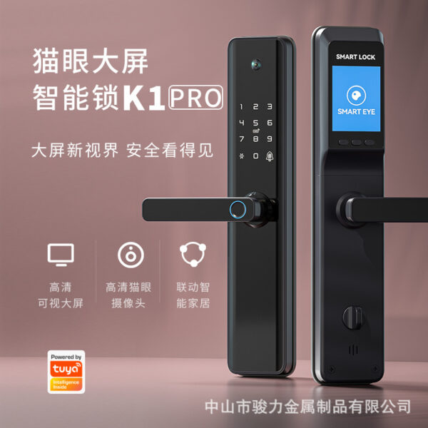 Bán buôn xuyên biên giới khóa vân tay cửa ra vào K1Pro graffiti mắt mèo mật khẩu khóa cửa gỗ cửa an ninh gia đình khóa thông minh