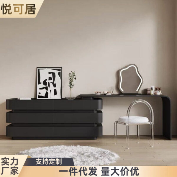 Bàn trang điểm và tủ bằng gỗ nguyên khối hiện đại và đơn giản tích hợp trong nhà căn hộ nhỏ Phòng ngủ bàn trang điểm nổi tiếng trên Internet phong cách Ý