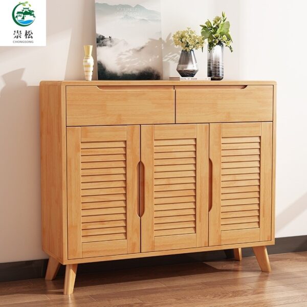 Bắc Âu Tủ Giày Gỗ Chắc Chắn Hiện Đại Tối Giản Lối Vào Nhà Căn Hộ Nhỏ Tủ Bảo Quản Hai Cửa Tủ Hội Trường Phòng Khách Tủ