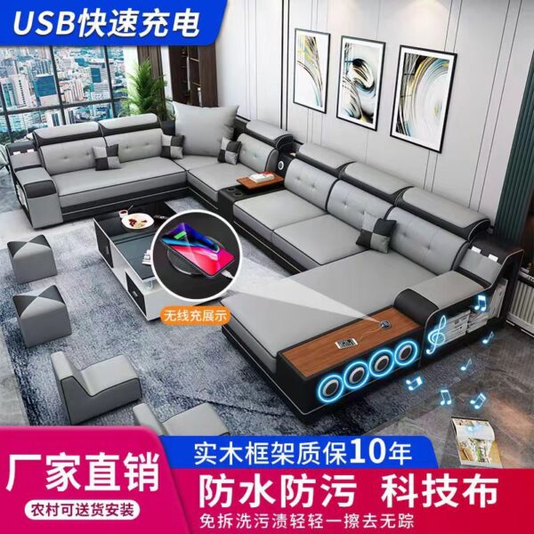 Sofa vải phòng khách nội thất tối giản hiện đại kết hợp công nghệ không giặt hình chữ U vải sofa căn hộ lớn 2024 phong cách mới