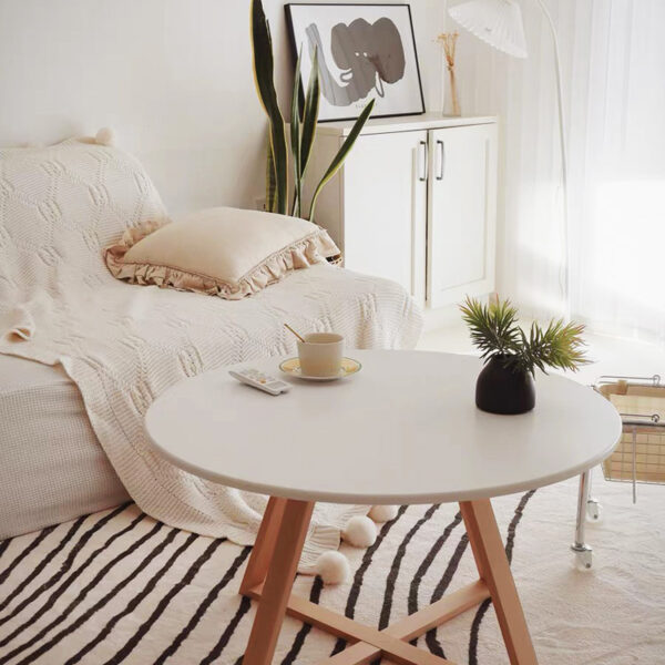 Nhật Bản Gỗ Chắc Chắn Bàn Cà Phê Căn Hộ Nhỏ Ban Công Nội Thất Phòng Khách Sofa Bên Phòng Ngủ Sáng Tạo Bàn Tròn Bắc Âu Bàn Nhỏ