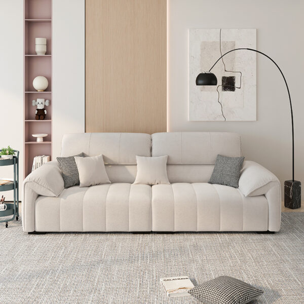 Nội thất Phật Sơn Phong cách Ý Sofa kem chống trầy xước phòng khách Hoàng phi phi tần thẳng hàng phím đàn piano Sofa vải lông cừu mèo