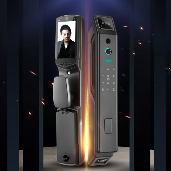 Khóa vân tay nhận diện khuôn mặt khóa mật khẩu điện tử trực quan cửa chống trộm cửa trong nhà khóa thông minh khóa cửa mắt mèo hoàn toàn tự động