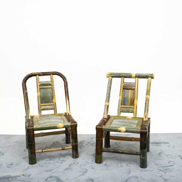 Ghế tre lưng ghế nhà cổ ghế tre đan tay ghế mây ban công tre phân vuông nhỏ phân thấp phân