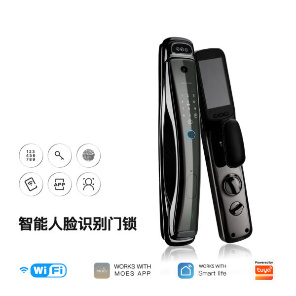 WiFi Tuya khóa cửa an ninh thông minh nhận dạng khuôn mặt camera hồng ngoại tầm nhìn ban đêm đánh thức vân tay Thẻ IC khóa mật khẩu