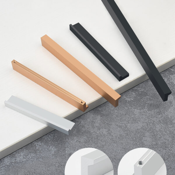 Hiện đại đơn giản một từ tủ quần áo tay nắm cửa ngăn kéo tủ hợp kim nhôm cửa tay cầm dài nhẹ sang trọng cửa tủ tay cầm chắc chắn