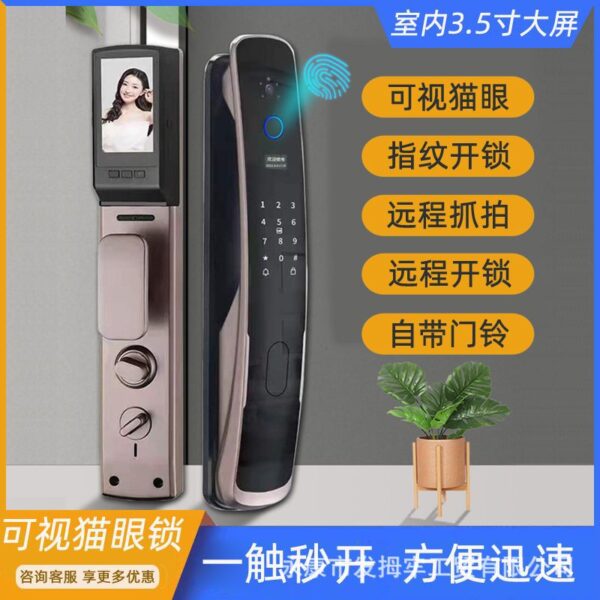 Khóa vân tay, khóa mật khẩu hoàn toàn tự động, khóa điện tử thông minh, camera giám sát trực quan từ xa, cửa an ninh gia đình WIFI