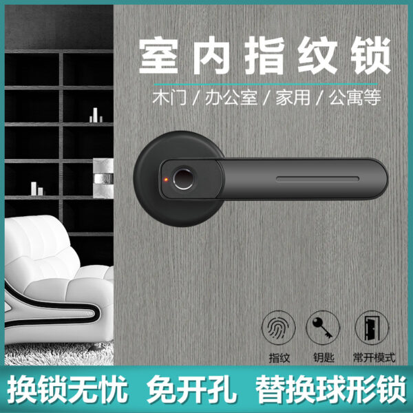Khóa vân tay trong nhà, cửa gỗ gia dụng, phòng ngủ văn phòng thông minh đa năng tay nắm hình cầu khóa điện tử