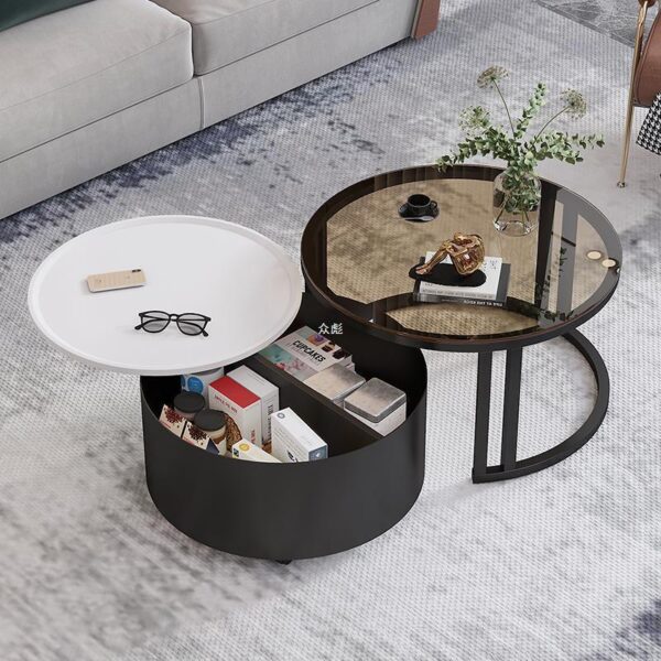 Bắc Âu Bàn Bàn Phòng Khách Nhà Căn Hộ Nhỏ Đơn Giản Hiện Đại Ánh Sáng Sang Trọng Di Động Kính Thiên Văn Kết Hợp Kính Tròn Trà Zb