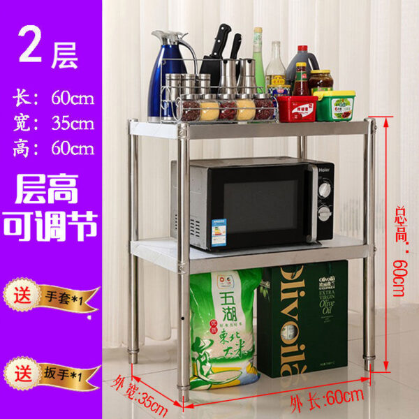 Giá để đồ bằng thép không gỉ dày kệ có giá để đồ nhà hàng lò vi sóng giá hai lớp giá bếp