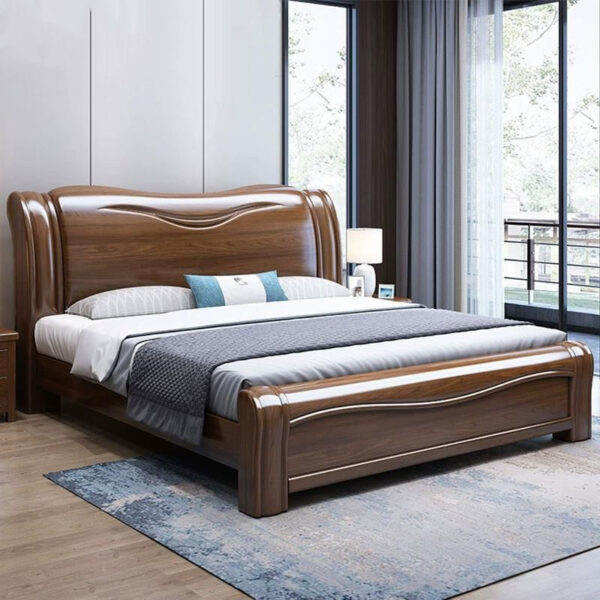 Giường gỗ óc chó giường gỗ hiện đại đơn giản phòng ngủ chính 1,8m giường đôi lưu trữ nội thất giường lớn bán trực tiếp tại nhà máy