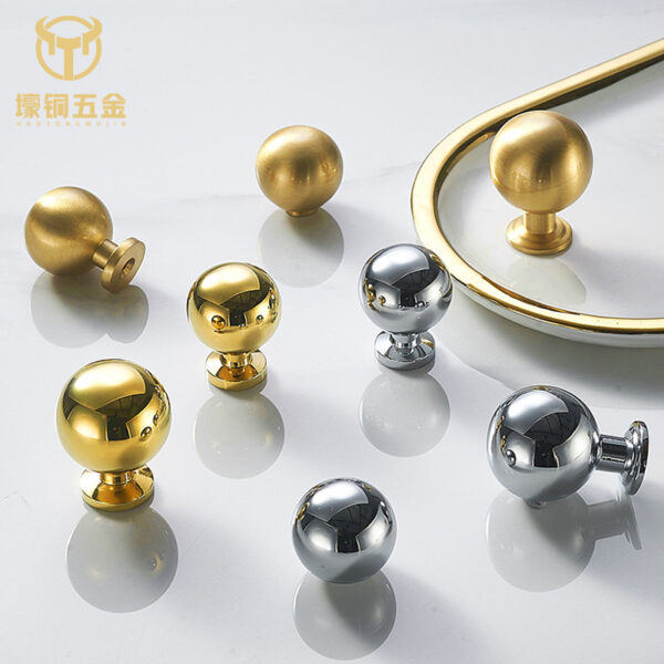 Ánh Sáng Đồng Thau Cao Cấp Bóng Tay Cầm Vàng Bạc Pháp 1 Lỗ Tay Cầm Tối Giản Ngăn Kéo Tủ Quần Áo Cửa Tay Cầm Nhỏ