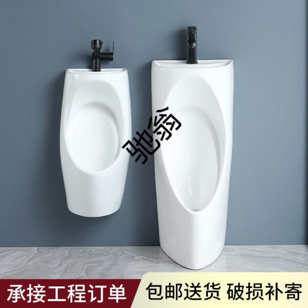 Bồn tiểu nam tích hợp gốm Q'e kèm chậu rửa gia đình Bồn tiểu nam tiết kiệm nước treo tường cảm ứng nhỏ