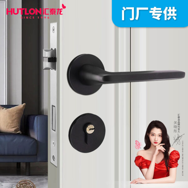 Hutailong Hiện Đại Trong Nhà Phòng Ngủ Cửa Đơn Giản Im Lặng Tắt Tiếng Đen Chia Khóa Hộ Gia Đình Cửa Gỗ Kỹ Thuật Bán Buôn