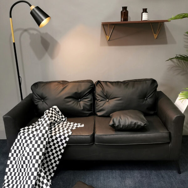 Sofa căn hộ nhỏ cho thuê nhà văn phòng cửa hàng quần áo tại nhà sofa da màu đen đôi hoặc ba chỗ cho khách sử dụng