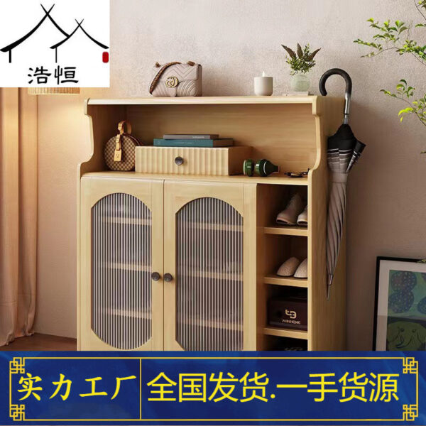 Bắc Âu Gỗ Chắc Chắn Tủ Giày Cửa Nhà Giày Phong Cách Bảo Quản Hiện Vật Tiết Kiệm Không Gian Trong Nhà Có Giá Để Đồ Chống Bụi Nhiều Lớp có Cửa