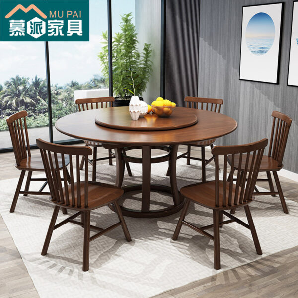 Bắc Âu Gỗ Chắc Chắn Bàn Ăn Tròn Kết Hợp Hiện Đại Đơn Giản Hộ Gia Đình Kinh Tế Bàn Sân Vườn Bàn Ăn Nhà Máy Bán Buôn