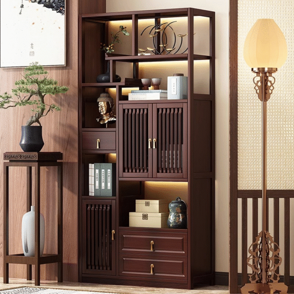 U4IZ Bogu giá đỡ mới bằng gỗ nguyên khối phong cách Trung Quốc giá đựng bộ ấm trà giá trưng bày trà Duobao Pavilion phòng trà bộ sưu tập trang trí tủ trà