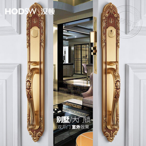 Hanton Đồng Châu Âu Biệt Thự Khóa Cửa Đôi Full Đồng Đôi Khóa Cửa Cửa Ra Vào Phòng Hội Nghị Mỹ Khóa Lớn