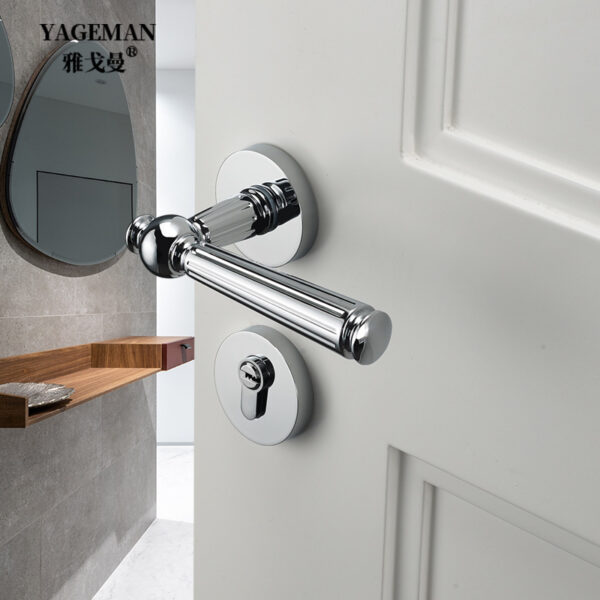 Bạc Pháp tay nắm cửa phòng ngủ cửa khóa cửa gỗ trong nhà nhẹ sang trọng khóa chia retro sáng chrome từ tính im lặng khóa