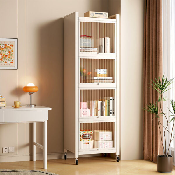 Giá sách bằng thép có giá để đồ tầng đứng hẹp Tủ sách trẻ em hộ gia đình chống bụi tủ trưng bày khoảng cách tủ lưu trữ tủ lưu trữ
