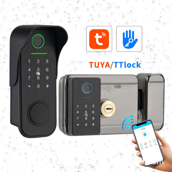 Khóa cửa sắt vân tay chống thấm nước kiểu cũ Tuya wif không dây Niutou Tongtong khóa cửa mật khẩu thông minh chống thấm nước