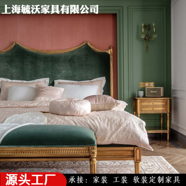 Nước Pháp Retro Gỗ Chắc Chắn Giường Mỹ Cũ Khắc Giường Đôi Villa Master Phòng Ngủ 1.8 M Mềm Giường Công Chúa