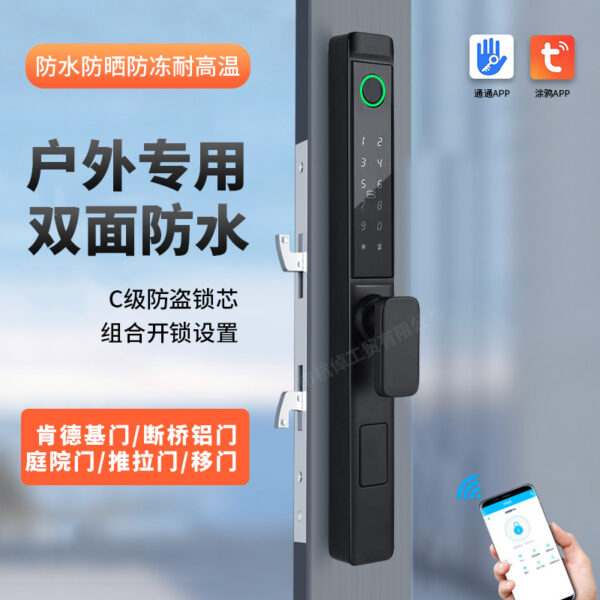 TTlock khóa thông minh xuyên biên giới chuyên cầu gãy nhôm khóa vân tay chống nước cửa trượt KFC khóa mật khẩu cửa trượt